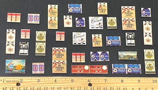 (SWEET) BIG LOT OF 30 MIXED BEER OLD MINI MAGNETS VTG REFRIGERATOR COLLECTION