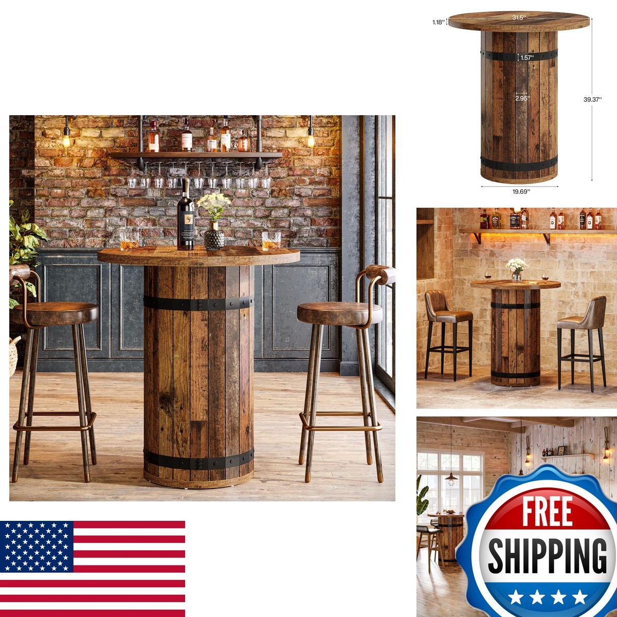 Tribesigns Round Bar Table 39.4-Inch Bar Height Bistro Pub Table Tribesigns Round Bar Table 39.4-Inch Bar Height Bistro Pub Table