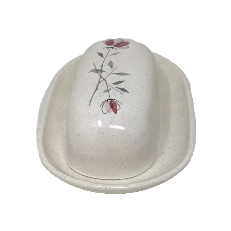 Vintage Franciscan Duet Gladding McBean Duet Rose Covered Butter Dish MCM 1950s