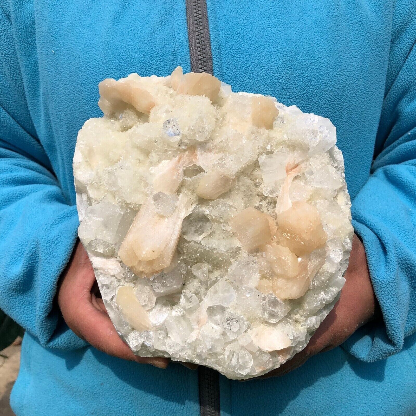 7.3 LB Natural White Calcite Quartz Crystal Cluster Mineral Specimen- Madagascar