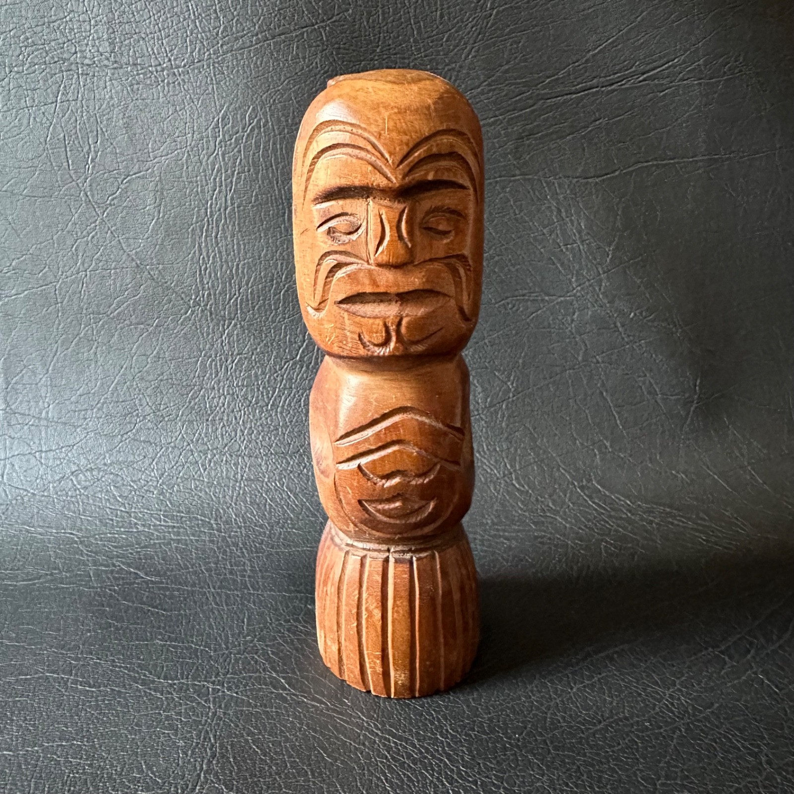 VINTAGE TAKO MAORI CHIEF HAND CARVED BY RANGATIRA CRAFTS NZ WOOD CARVING 15CM