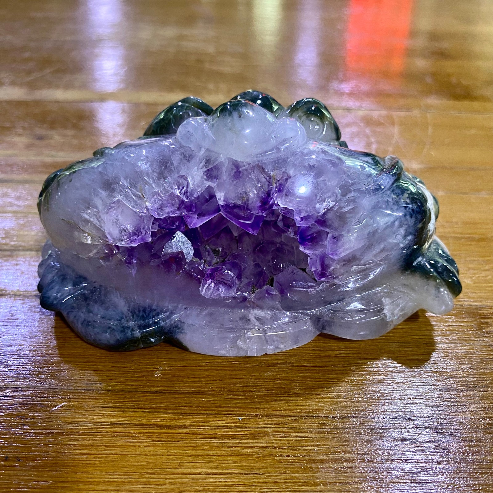 1.2LB Natural Amethyst agate geode quartz crystal Hand carved Golden Toad 1.2LB Natural Amethyst agate geode quartz crystal Hand carved Golden Toad