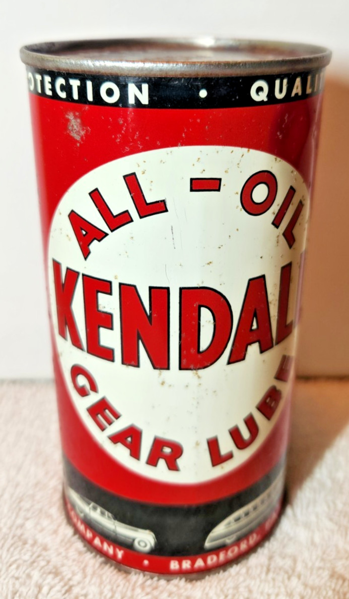 Rare Vintage Kendall All-Oil Gear Lube Oil Can Full EX. HVY Advertising Nice