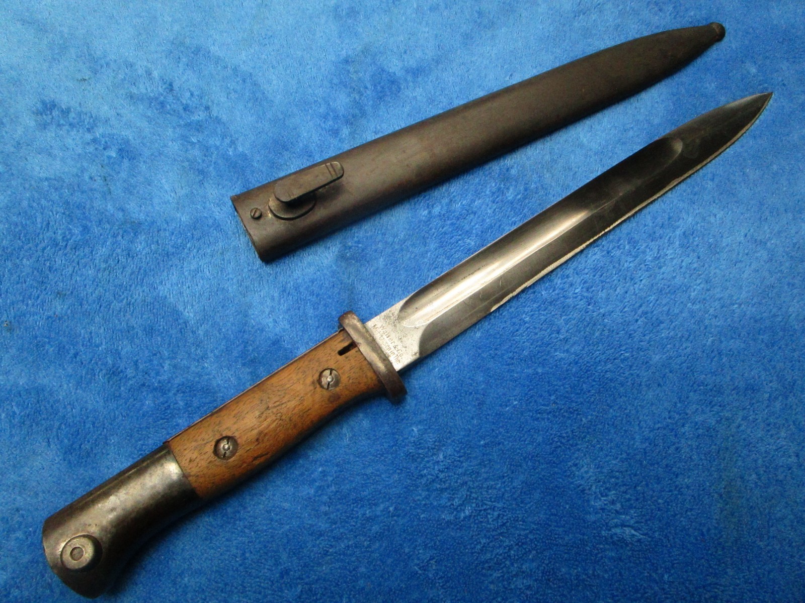 RARE ORIGINAL WW1 GERMAN K98 BAYONET AND SCABBARD DOUBLE MAKERS F.HERDER /WALTER