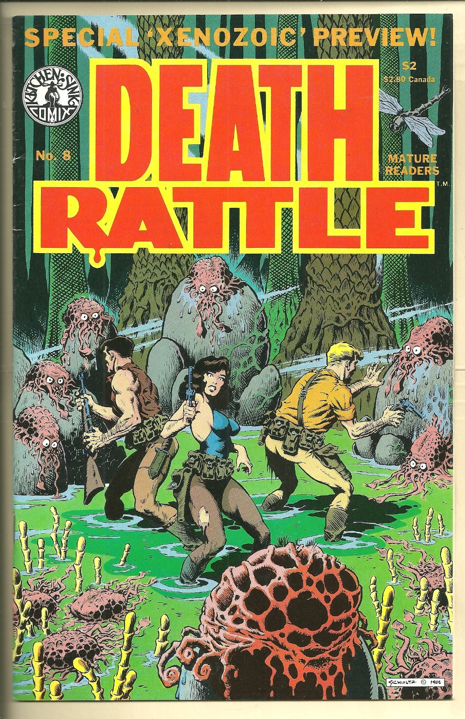 Death Rattle #8 VF+ (1986) 1st Xenozoic Tales, Cadillacs and Dinosaurs. Horror