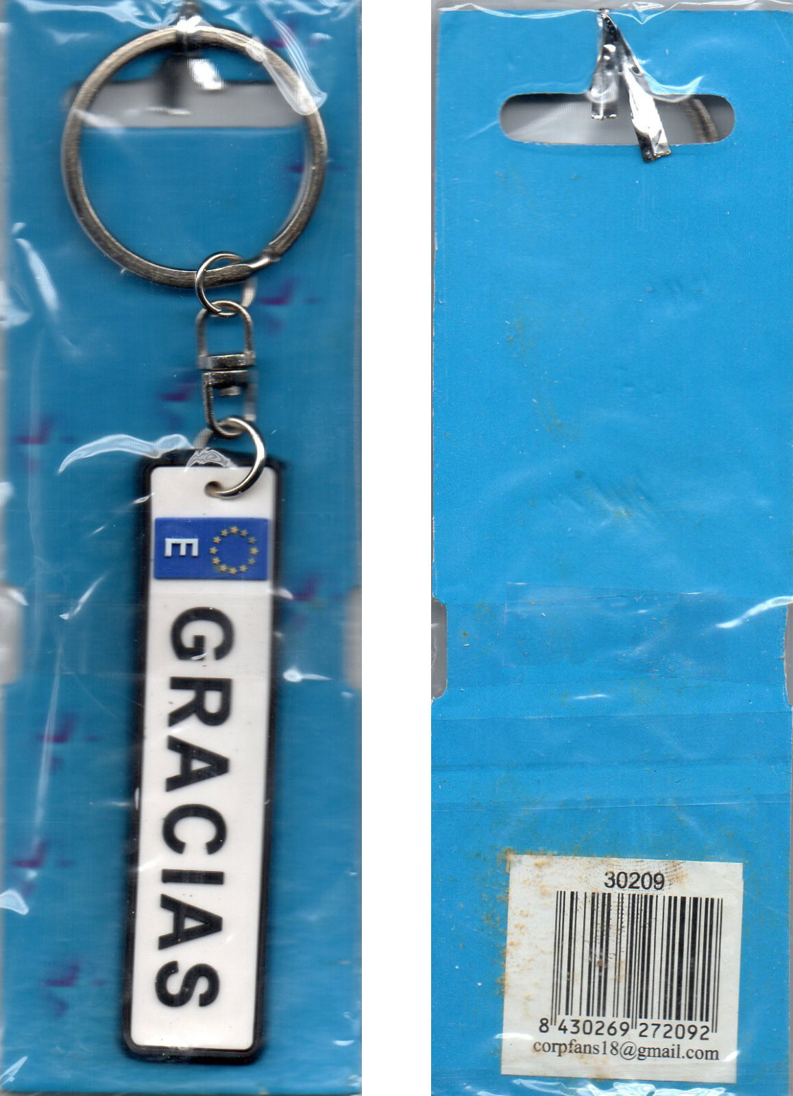 Gracias Europe Rubber Rectangular key chain Vintage 1 piece 6x1cm