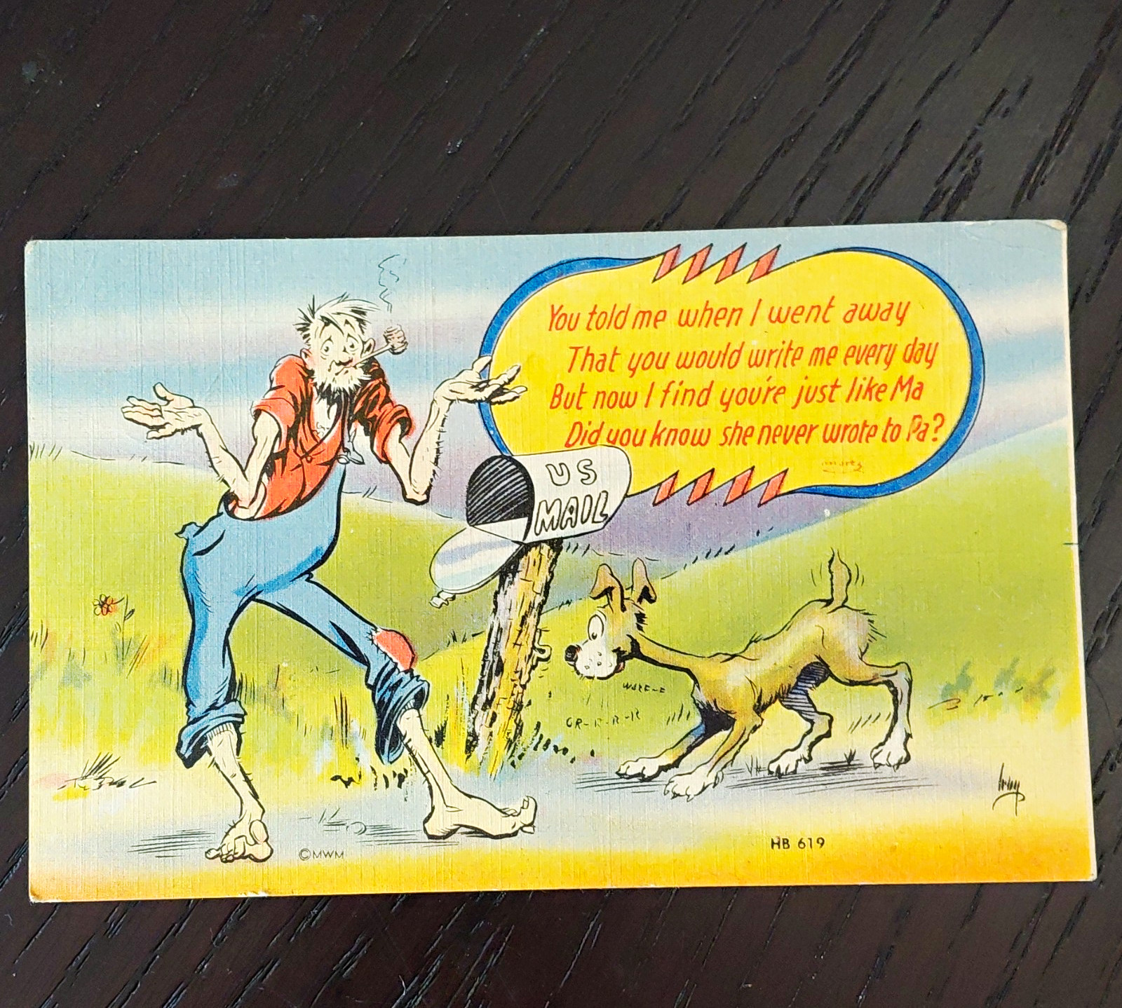 M.W.M. Co. Humor Comic Postcard Animals Posted Divided Back (1940s)