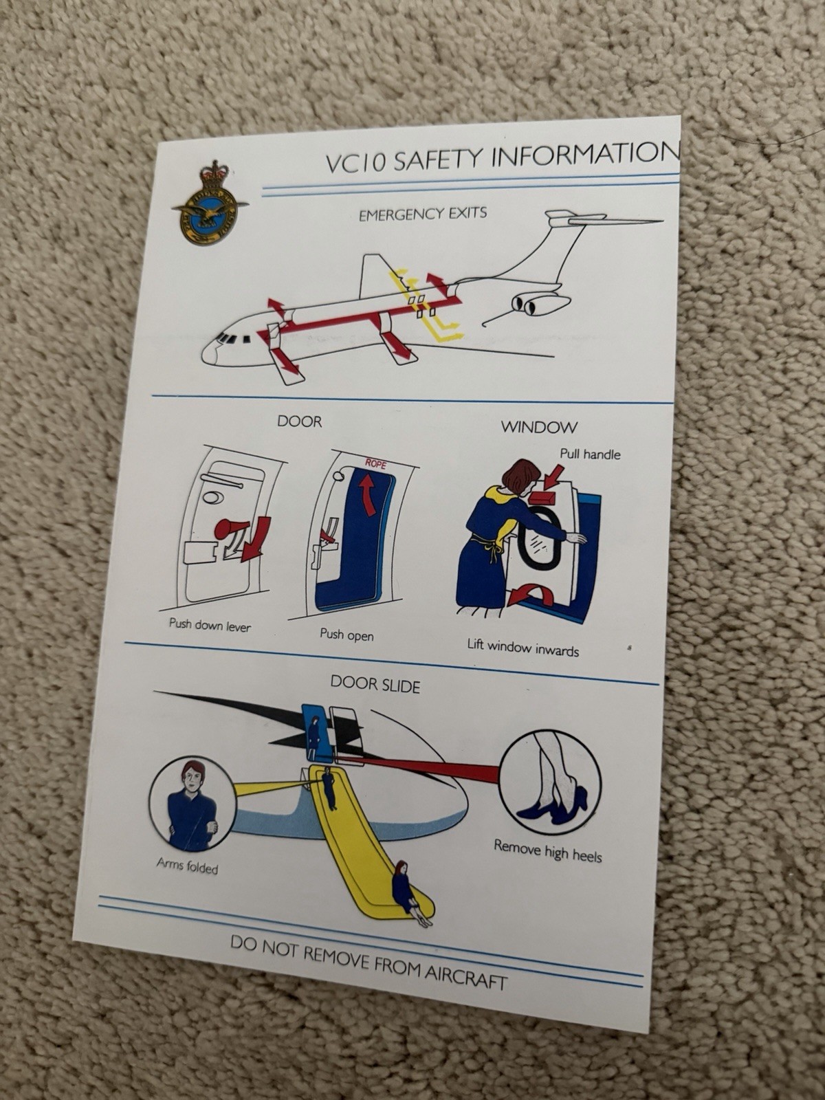 Royal Air Force VC 10 Safety Card