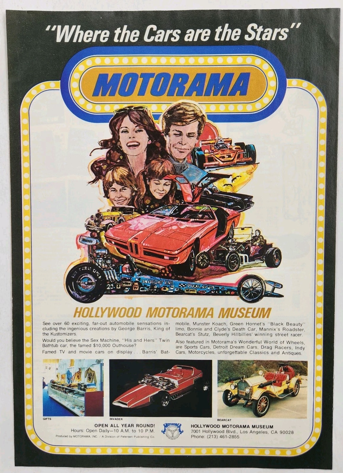 1975 Motorama Hollywood CA Car Of The Star Museum Original Print Ad Los Angeles