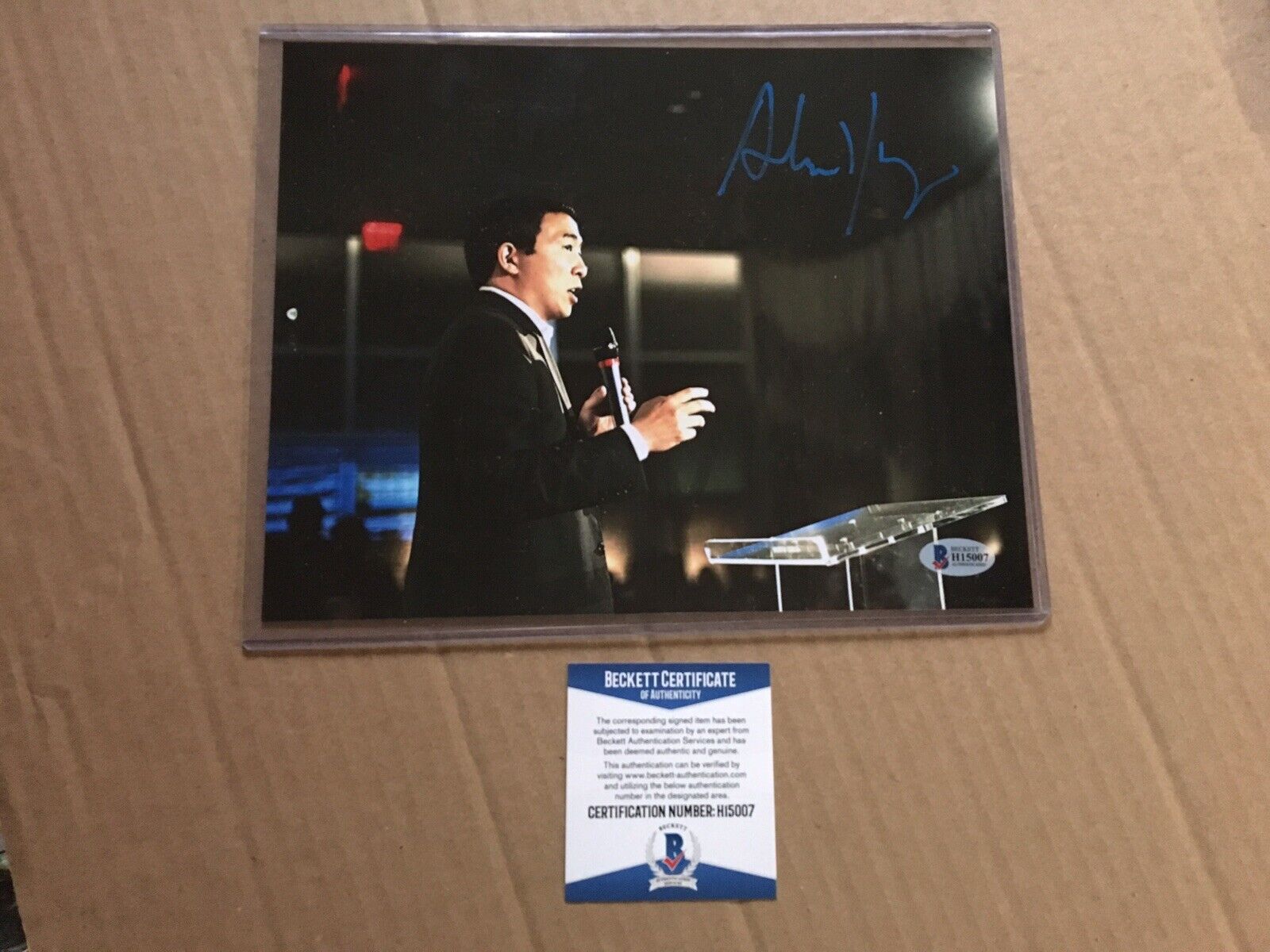 Andrew Yang Autographed Signed 8x10 Photo w/ Beckett COA 2020 President
