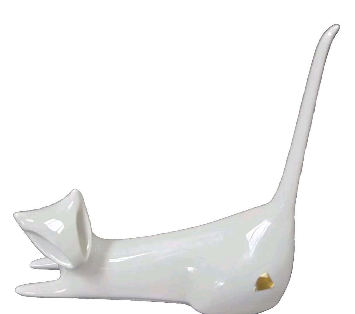 Vintage ROYAL DUX BOHEMIA White Cat figure Figurine MCM Modern Jaroslav Jezek 