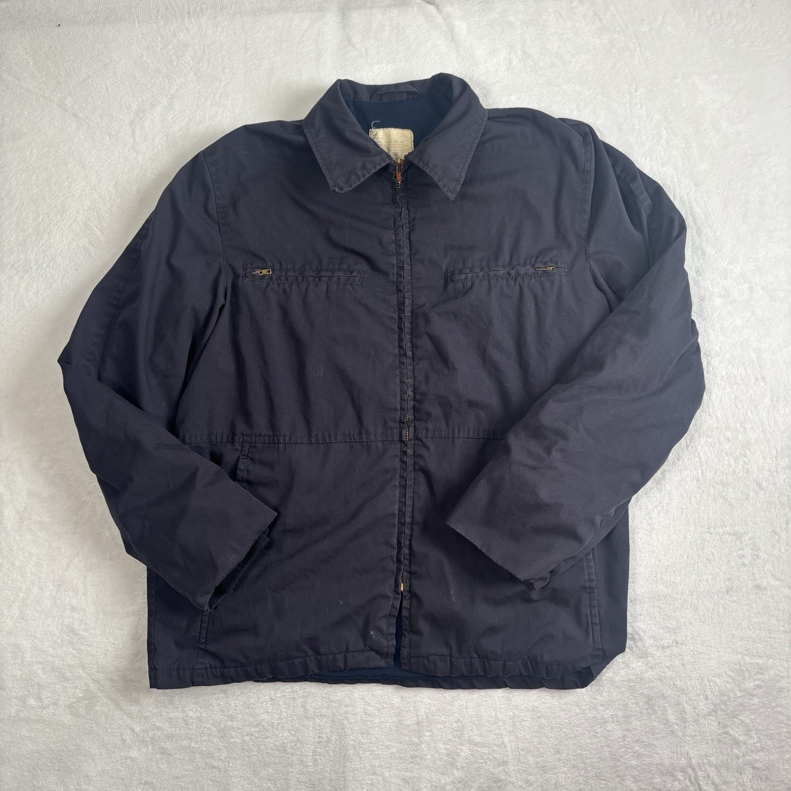 VTG USN Navy Field Utility Jacket Blue Long Sleeve Full Zip Men\'s 38R