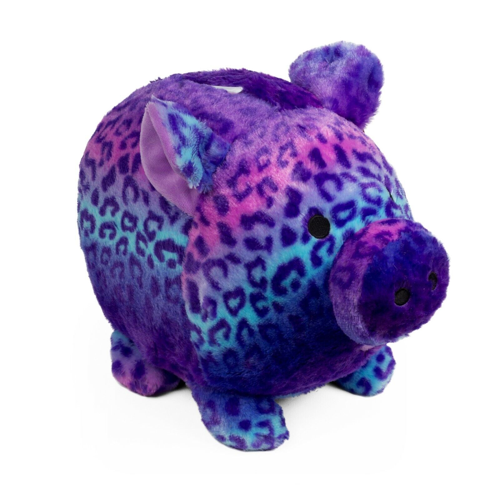 FABNY Purple Gradient Print Plush Jumbo Piggy Bank Coin Bank w/ Stopper 11x11x9