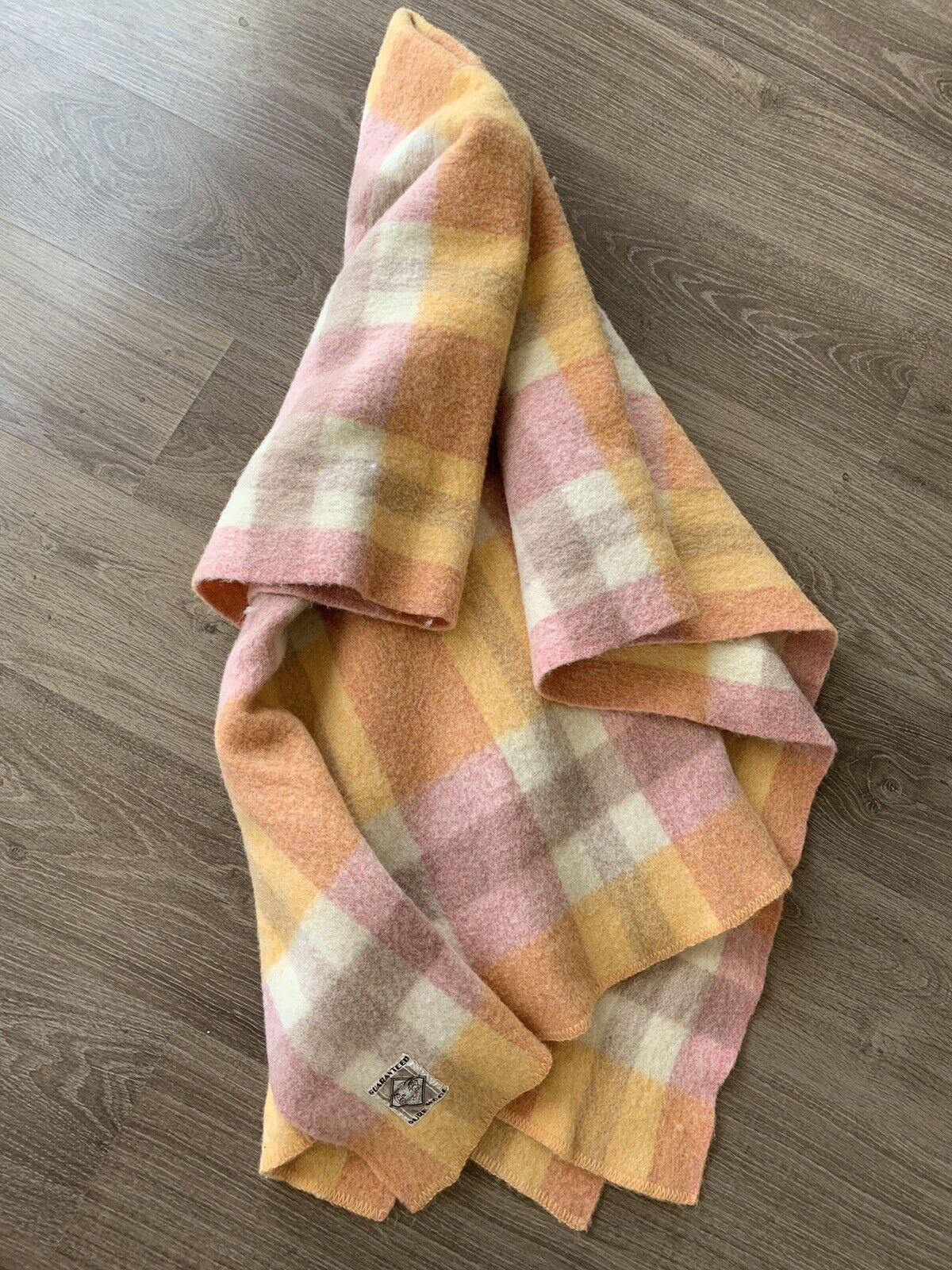 Vintage Guaranteed Pure Wool Blanket Canada Bay 58”x78”