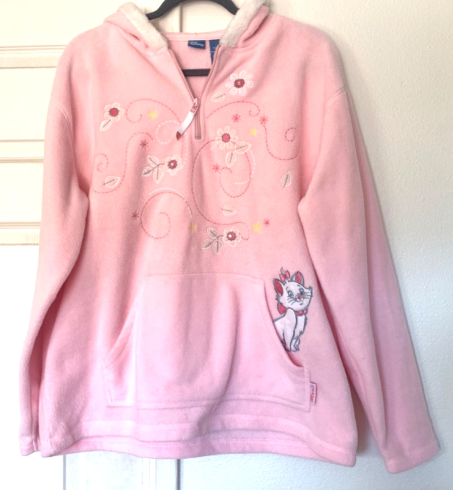 Disney The Aristocats Marie Pink Fleece Quarter Zip Hoodie Adult Size L