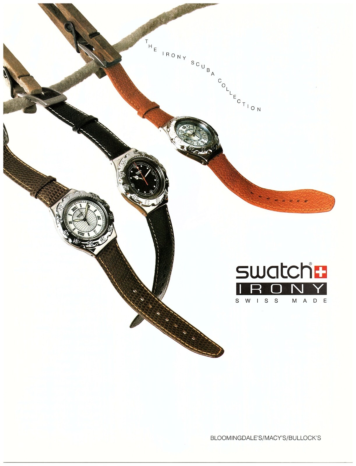 PRINT AD, 1995 Swatch Watches The Irony Scuba Collection Swiss Clothes Line 90\'s
