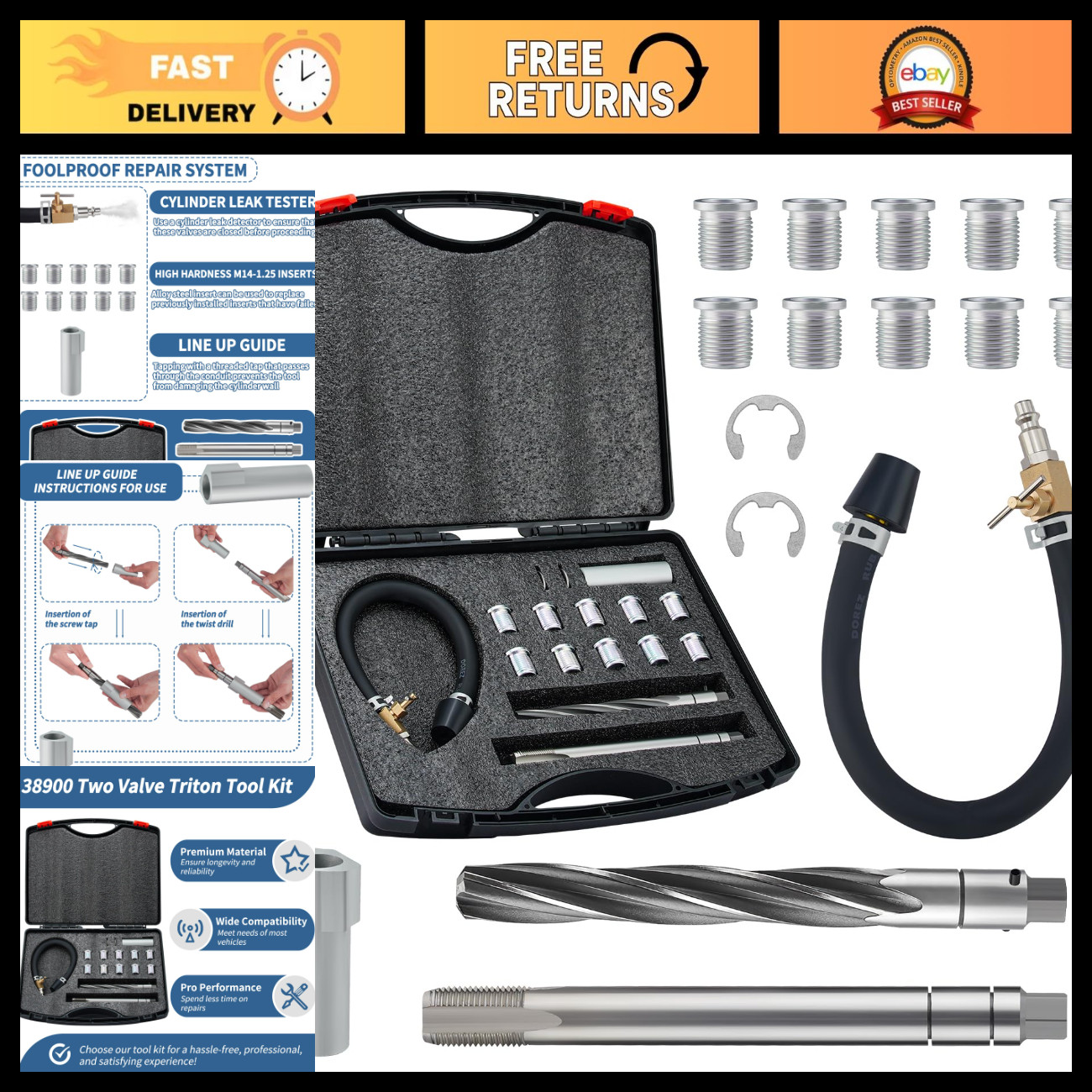 Triton Tool Kit Spark Plug Thread Repair System for 1996-2003 4.6L 5.4L 6.8L V10