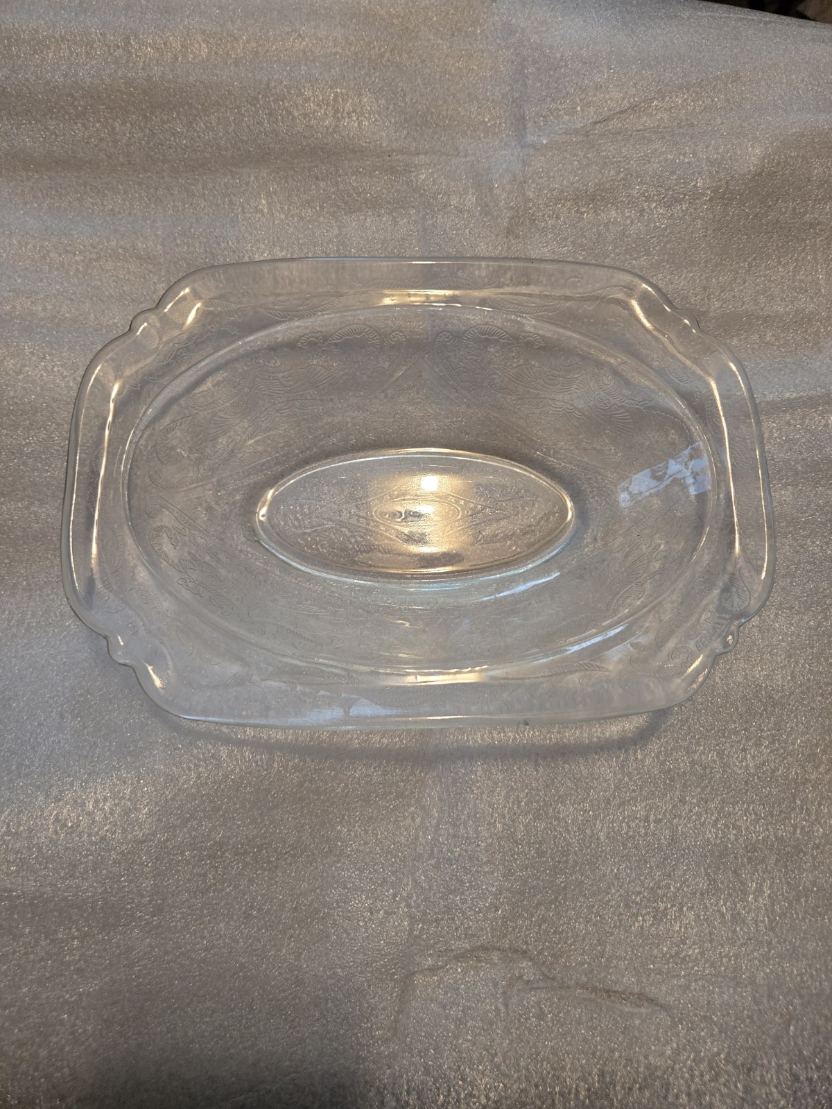 Vintage Clear Pressed Glass Relish / Celery Dish – Elegant Scroll Pattern...