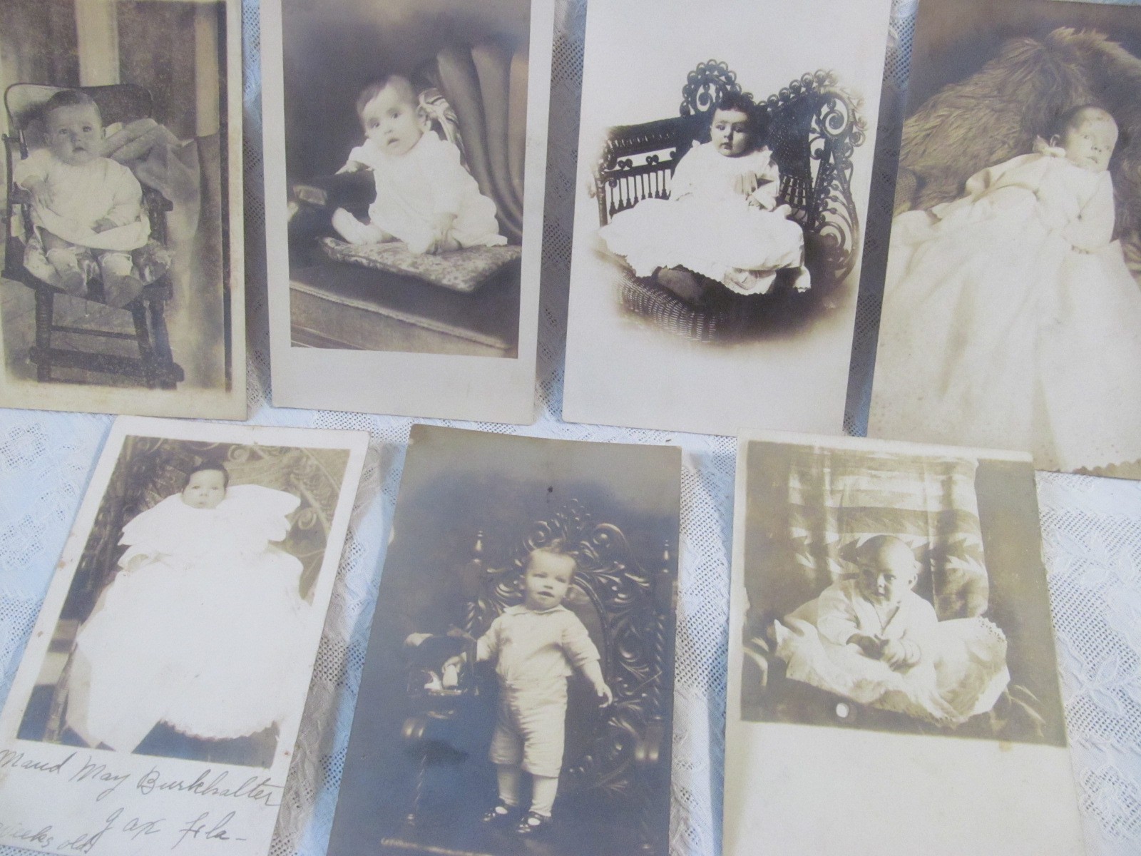 Lot of 7~Antique Victorian BABY Infants Photographs RPPC~Adorable