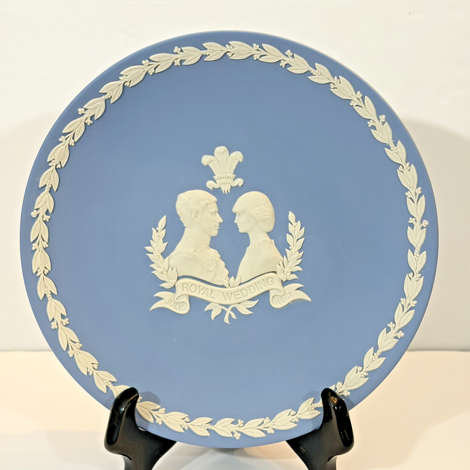 Wedgwood Royal Wedding 1981 Charles Diana Blue Jasperware Plate England 8.25