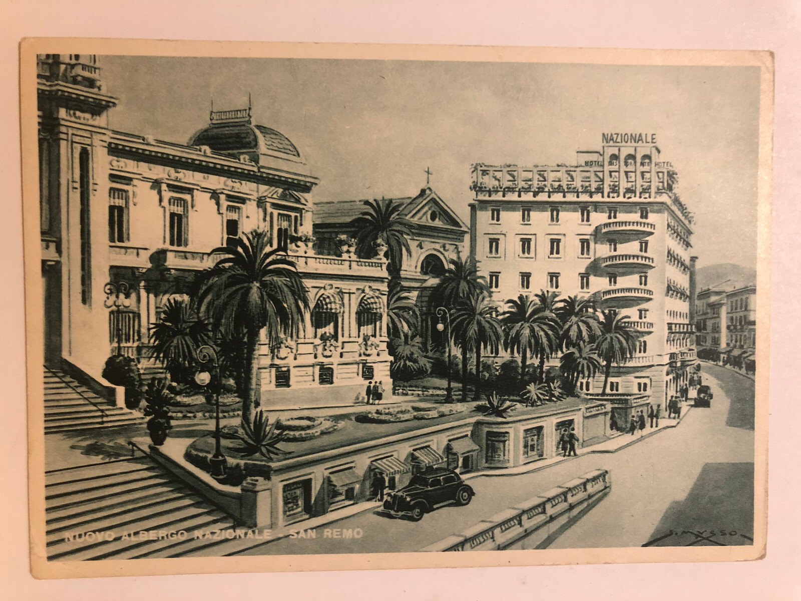 Advertising postcard Hotel Albergo Nazionale Sanremo coastal tourism c11