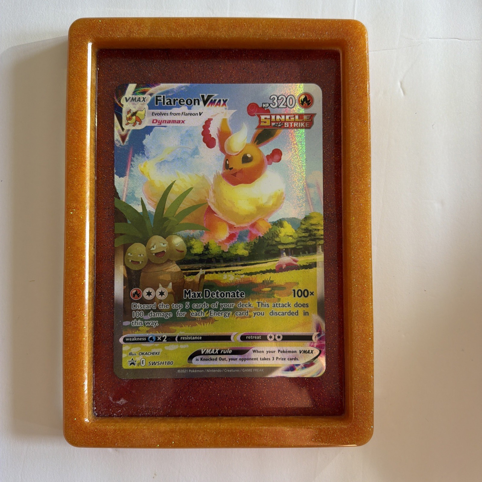 Pokemon Flareon Vmax Jumbo Card Hard Resin Tray 10.5” X 7.5”