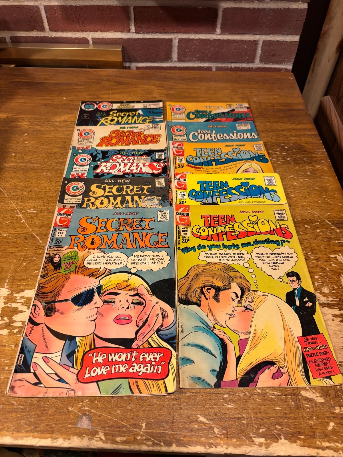 1970's Romance Comics Lot of (10) Charlton Secret Romance Teen Confessions 1970's Romance Comics Lot of (10) Charlton Secret Romance Teen Confessions