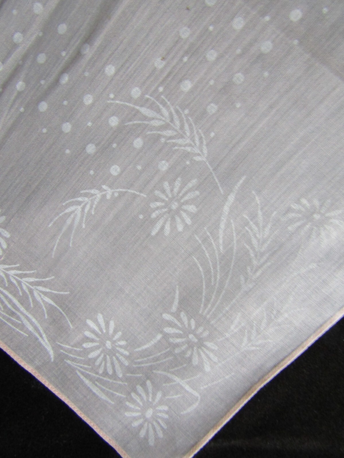 Vintage Pink Hankie Printed Daisies Handkerchief Print Flowers Hanky 1356