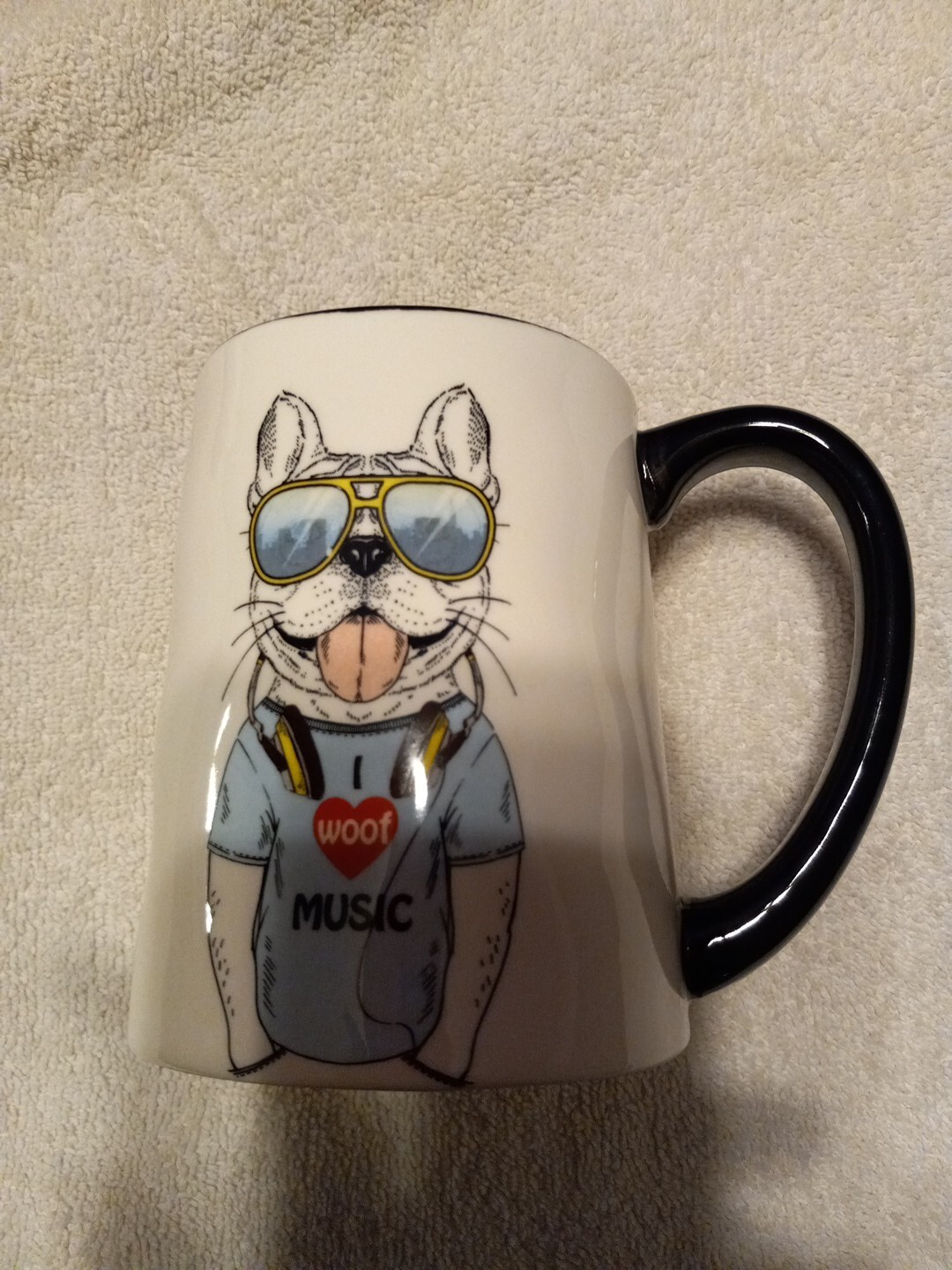 French Bulldog Music 16oz Mug Microwave, Dishwasher Safe