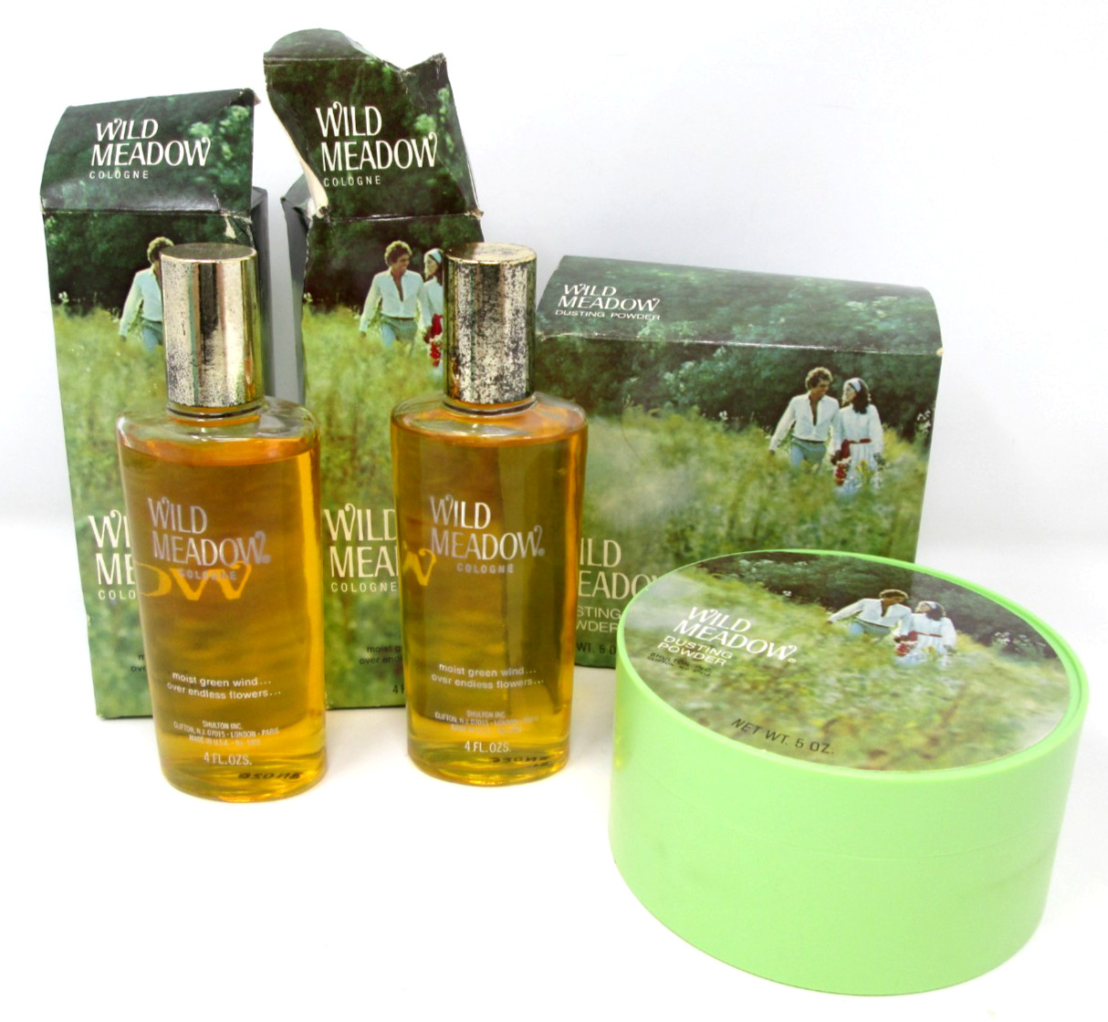 Vintage Wild Meadow Shulton Cologne 4oz and Dusting Powder 5oz Lot NOS Perfume