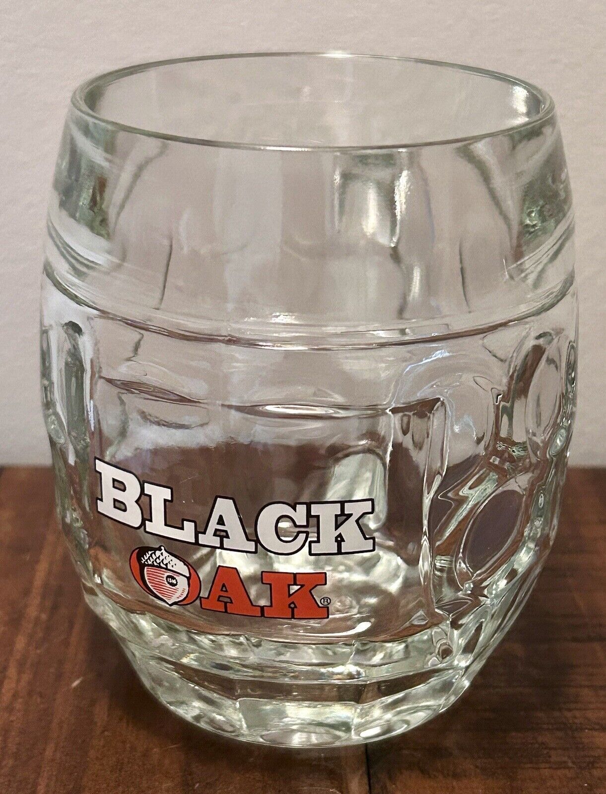 Black Oak Glass Heavy Mug 16oz Beer Bar Man Cave Novelty Red Oak Collectible
