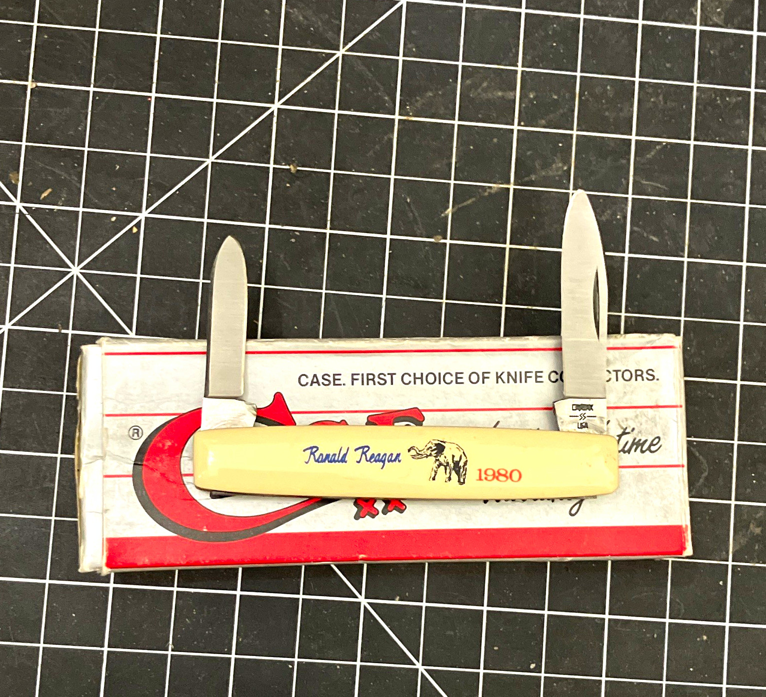 Case XX Vintage 1980 Ronald Reagan 2-Blade Pen Pocketknife, Ivory, NIB