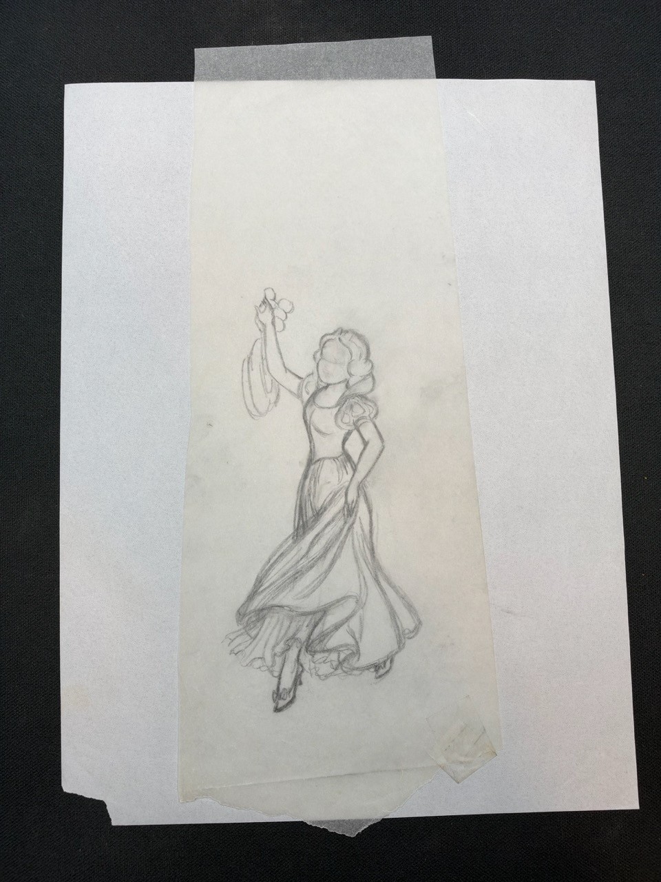 Disney Snow White Original Studio Drawing Vellum Tracing Paper Partial Sketch