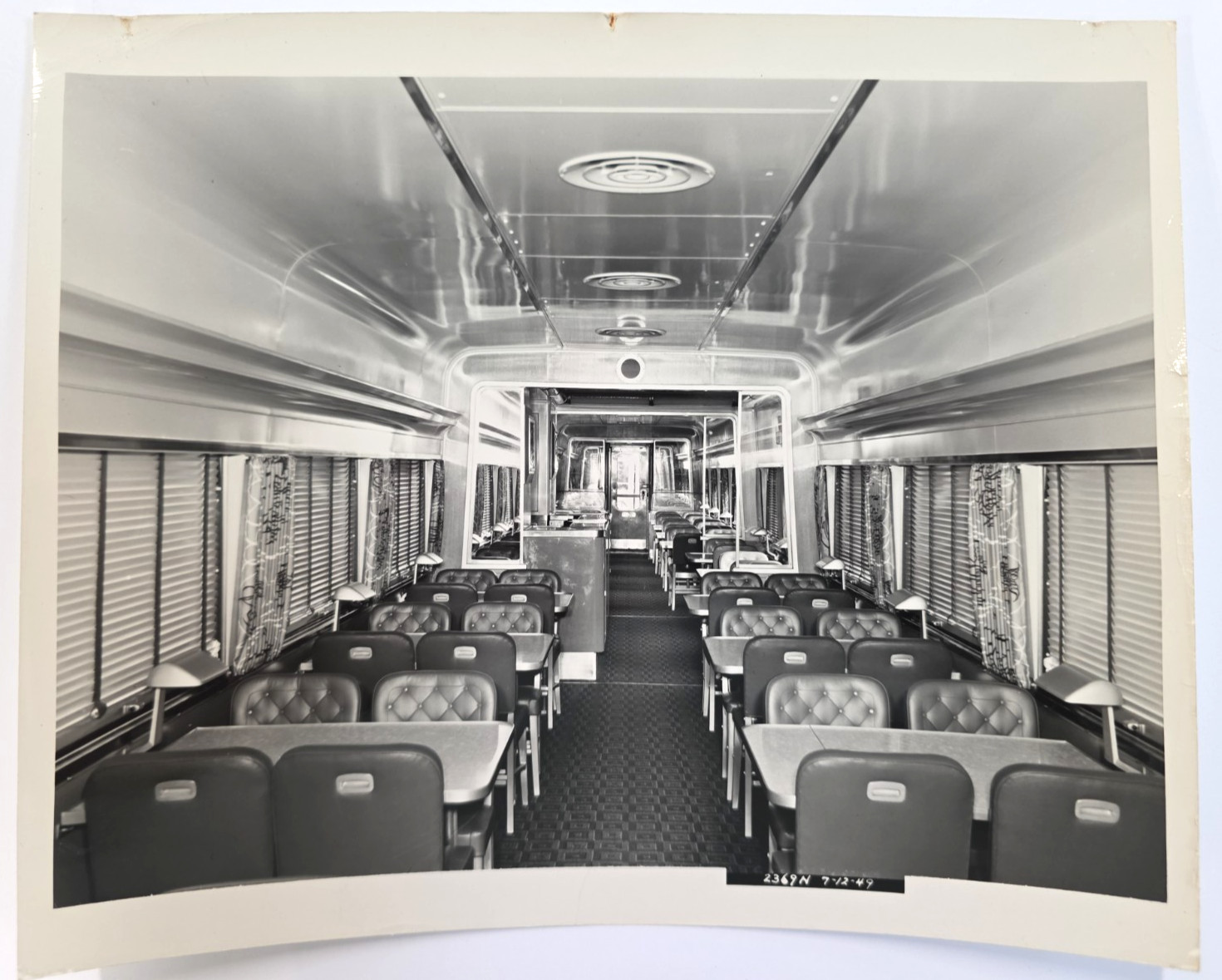 c.1949 PRR Pennsylvania Railroad Budd D85C 68-Seat Diner Interior 8x10 Photo