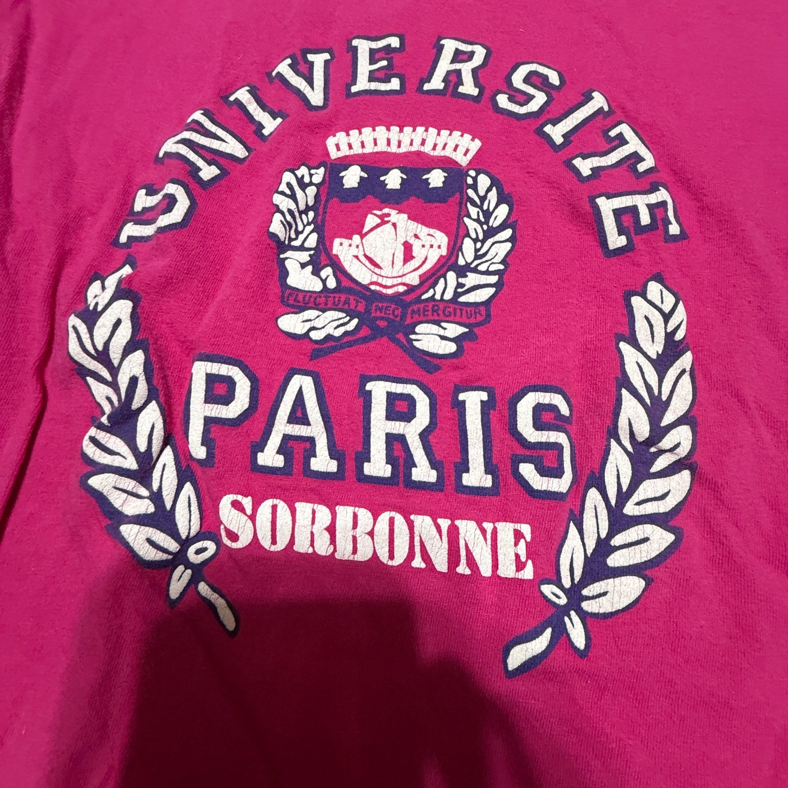 PRE-WORN Vintage Tee Shirt: Universite Paris Sorbonne- For 12-Year-Old Student