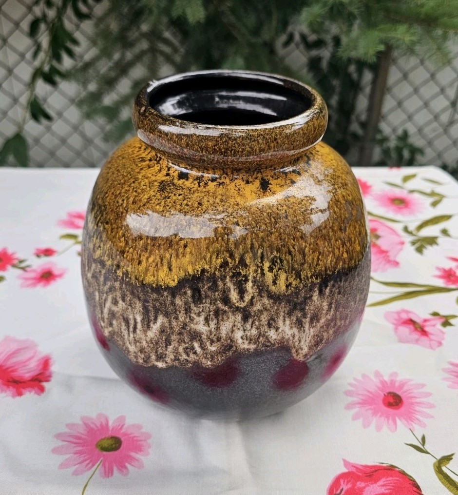 Vintage MCM Scheurich Keramik Fat Lava Ceramic Pottery Vase #284-19 West Germany