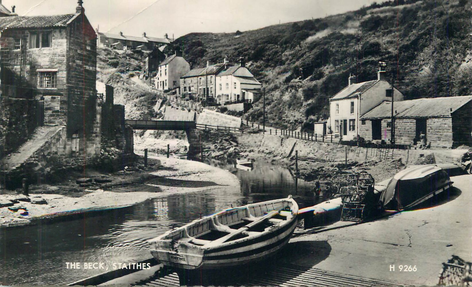 The Beck Staithes North Yorkshire RPPC Valentine H9266 Fishing Coble 1960s