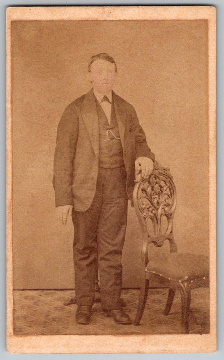 Antique CDV Circa 1860s S.L. Miller Handsome Man Lykens Pennsylvania