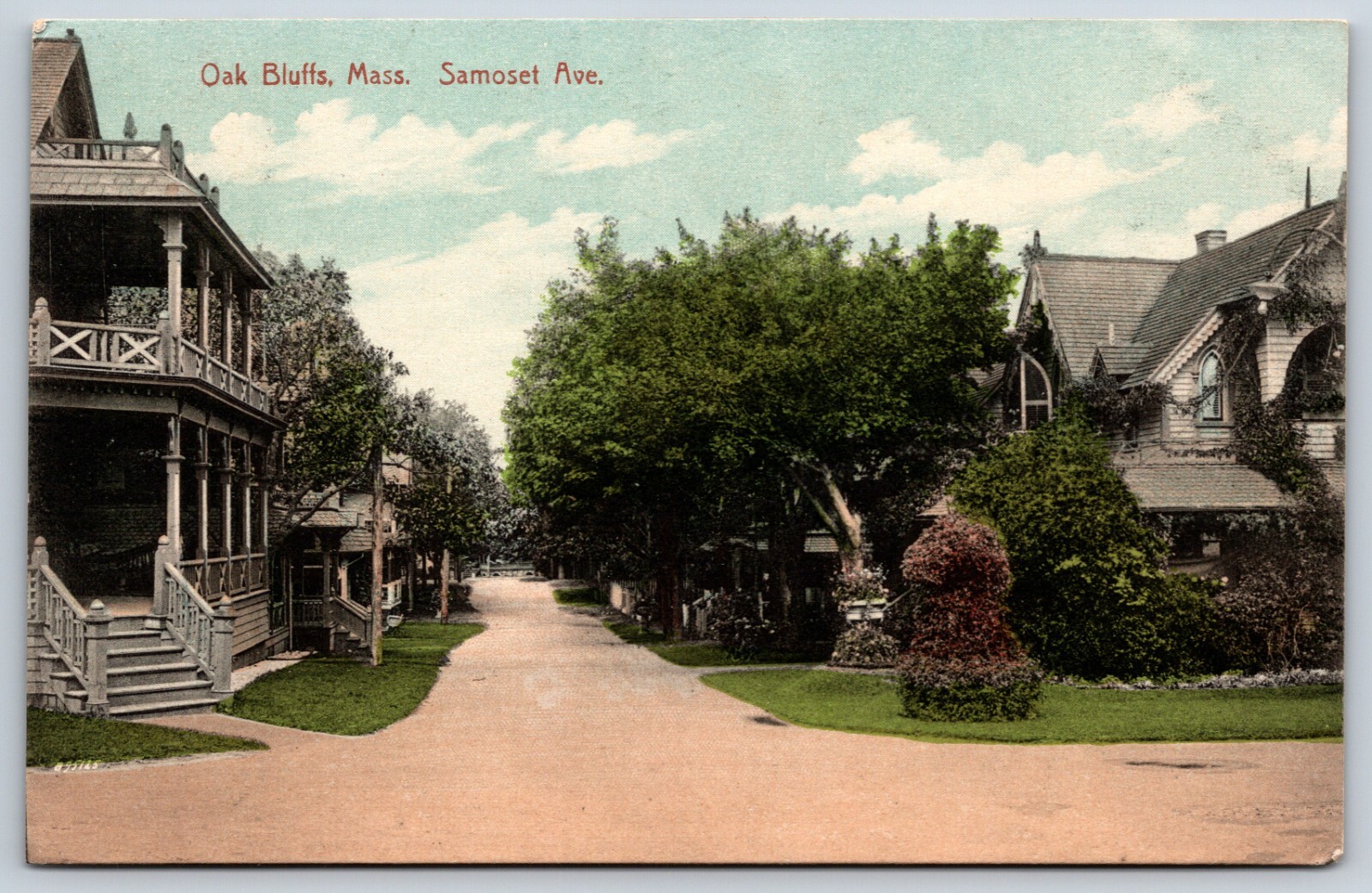 Postcard Samoset Avenue Street View Oak Bluffs Massachusetts Posted