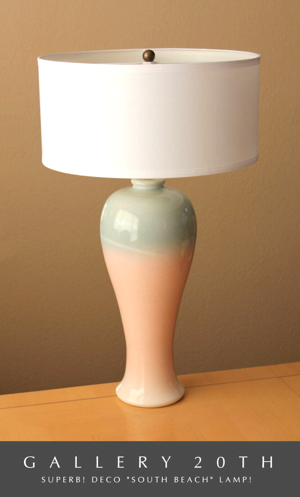 BEAUTIFUL AQUA PINK SOUTH BEACH TABLE LAMP ART DECO STYLED VTG MID CENTURY MCM