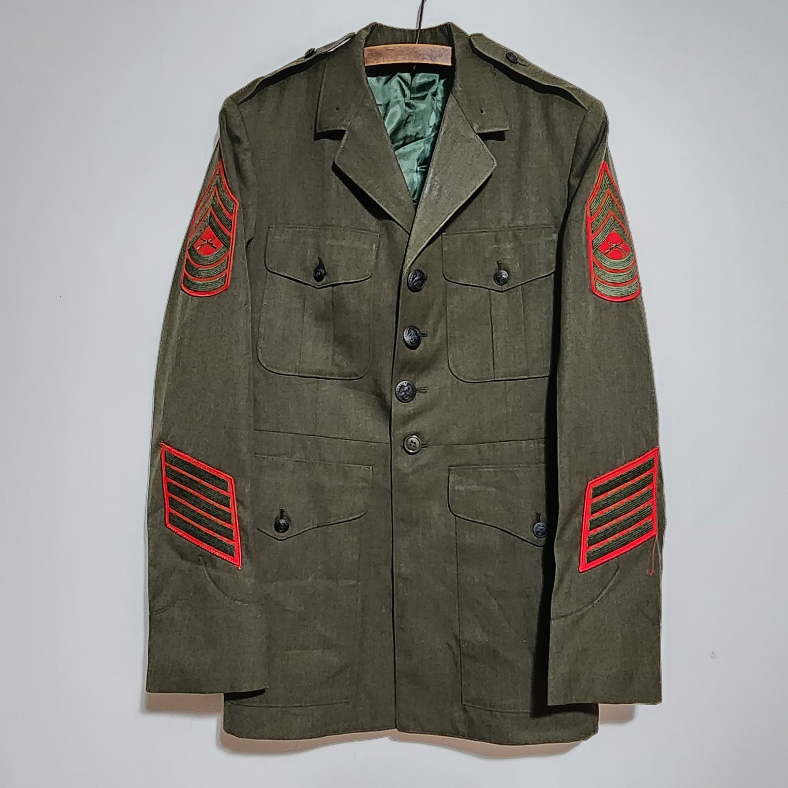 Vintage 1989 USMC Service Alpha Dress Green Wool Uniform Jacket Coat Master