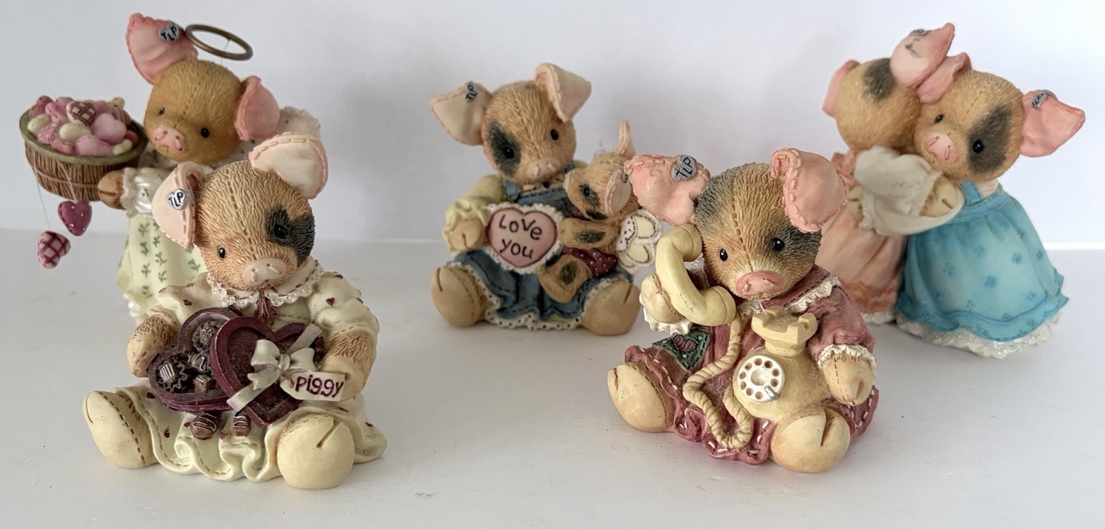 Enesco This Little Piggy Figurines Lot of 5 Love Hearts Angel Baby 1990’s Enesco This Little Piggy Figurines Lot of 5 Love Hearts Angel Baby 1990’s