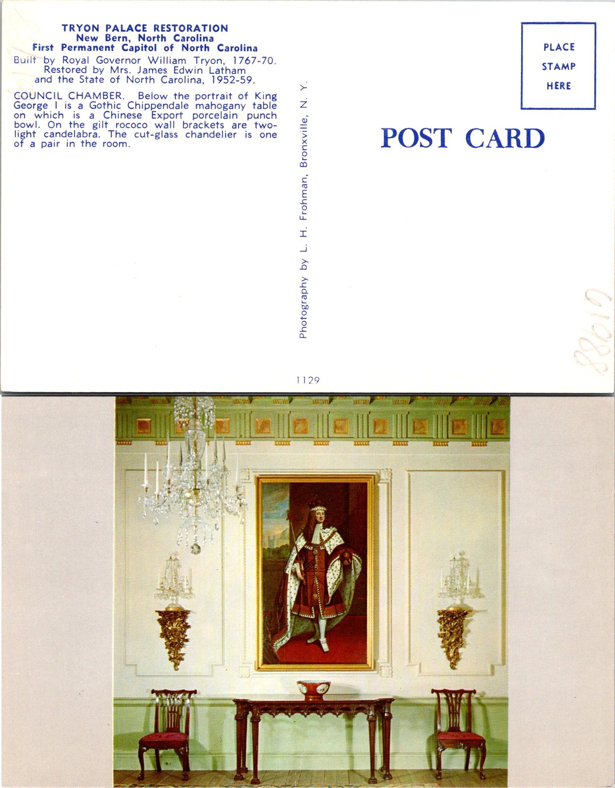 New Bern NC Tryon Palace Restoration Postcard 61988