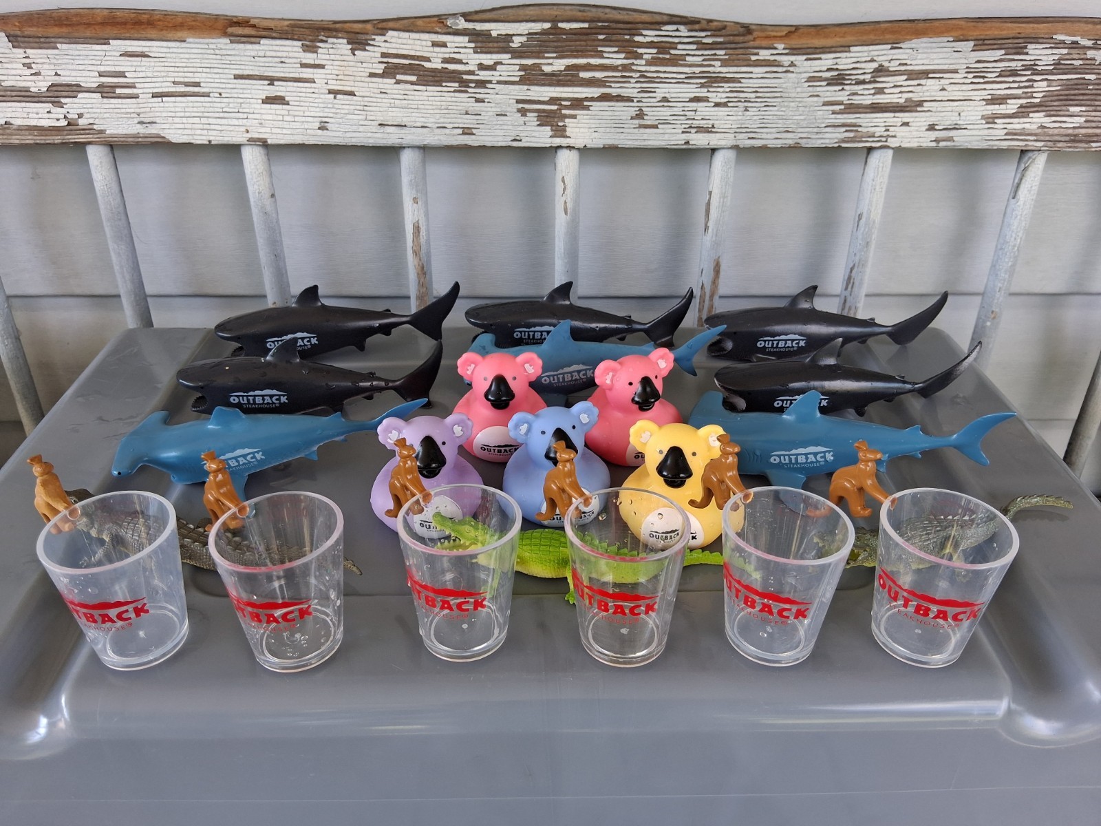 Outback Steakhouse Drink Beverage Toys Shotglasses Gator Sharks Bundle Fun Cute