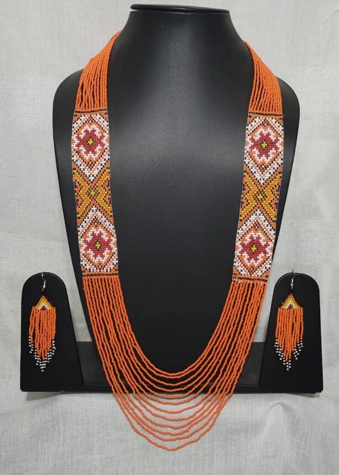 Handmade Boho Beaded Necklace Multi Strand Southwestern Native-Style Jewelry