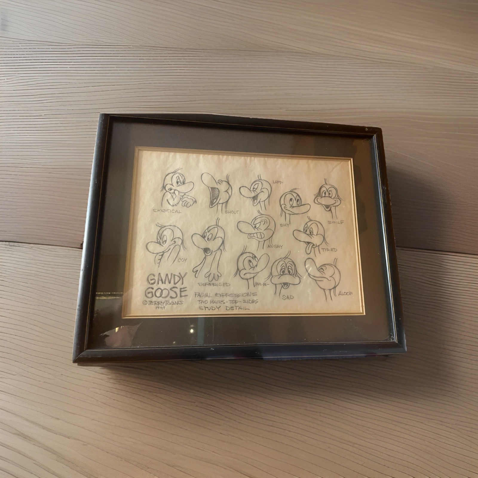 RARE 1949 Terry Toons Gandy Goose Sketch Model Sheet Mighty Mouse Cartoon