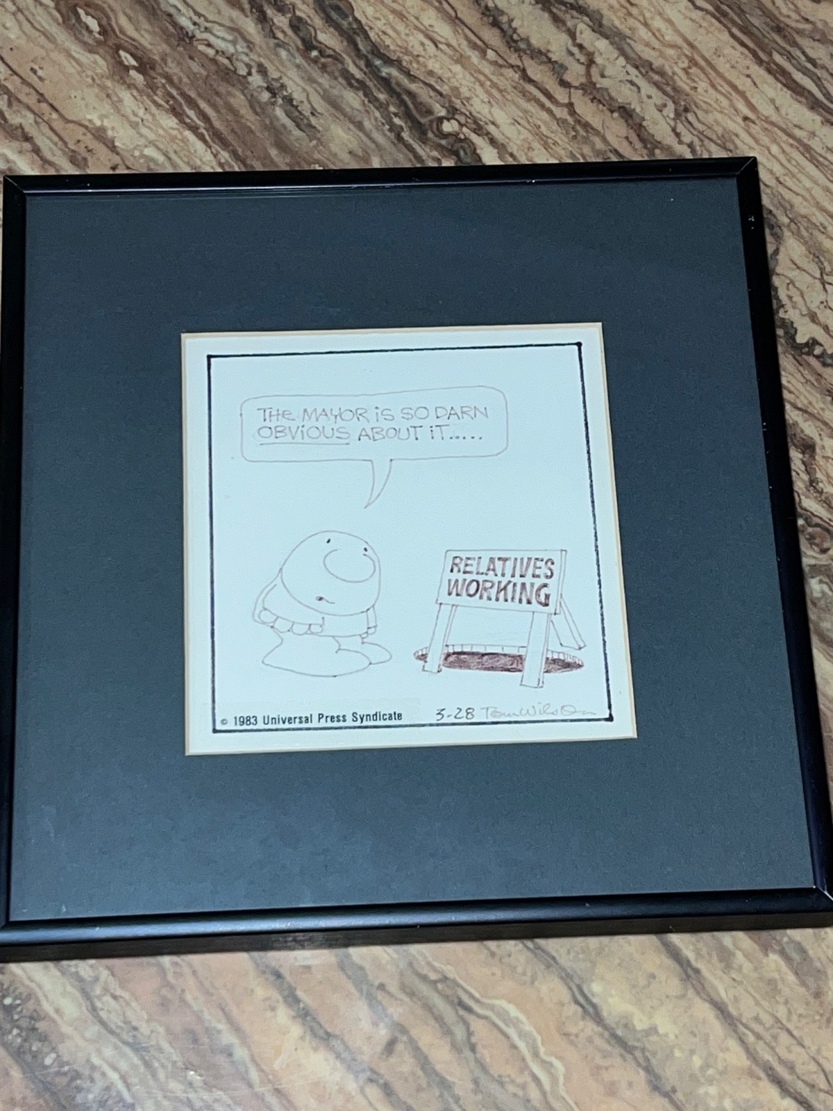 Original Tom Wilson Ziggy Comic Drawing In Marker Signed