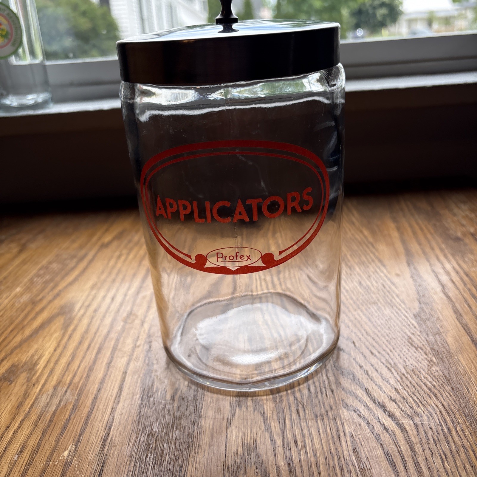 VINTAGE PROFEX APPLICATORS APOTHECARY JAR WITH LID DOCTOR DENTIST CLEAN