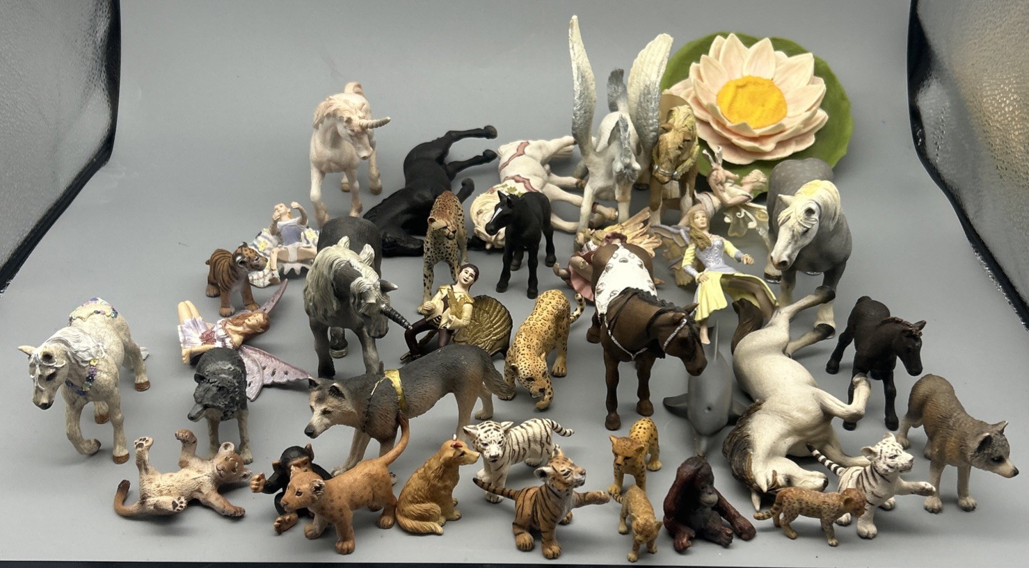 Lot of 37 Vintage Schleich Animal Fairies Horses Fantasy Figures