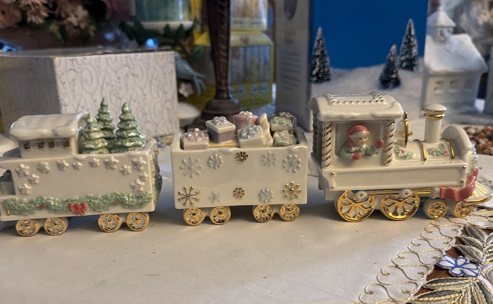 Lenox Holiday Traditions Christmas Train 3 Pc Set No Box